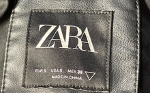 Load image into Gallery viewer, Zara Womens Black Long Raglan Sleeve Biker Full-Zip Motorcycle Jacket Size S
