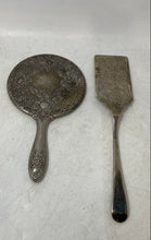 Load image into Gallery viewer, Assorted 2-Piece Silver-Tone Hand-Held Vanity Mirror &amp; Cake Server Items
