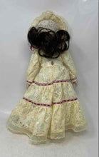 Load image into Gallery viewer, Vintage Yellow Lace Ribbon Victorian Style Open Eyes Porcelain Fashion Doll
