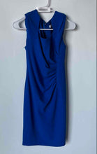 Load image into Gallery viewer, Calvin Klein Womens Blue Sleeveless Side Ruched Back-Zip Midi Dress Size No Size
