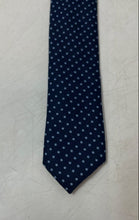 Load image into Gallery viewer, Hugo Boss Mens Blue Dotted Adjustable Keeper Loop Pointed Necktie
