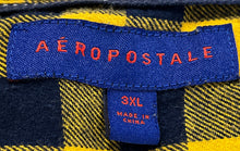 Load image into Gallery viewer, Aeropostale Mens Yellow Black Gingham Flannel Collared Button-Up Shirt Size 3XL
