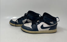 Load image into Gallery viewer, Nike Kids Air Jordan 1 Mid Blue Leather Lace-Up Mid Top Sneaker Shoes Size 2Y
