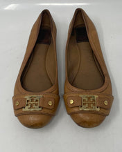 Load image into Gallery viewer, Authentic Tory Burch Womens Brown Leather Ballet Flats Size 6M Worn Stained

