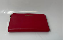 Load image into Gallery viewer, Michael Kors Womens Red Leather Outer Pocket Credit Card Slot Bifold Wallet
