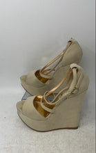 Load image into Gallery viewer, Bakers Womens Beige Peep Toe Adjustable Strap Wedge Heel Platform Sandals Sz 7M

