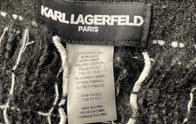 Load image into Gallery viewer, Karl Lagerfeld Paris Womens Black White Plaid Tweed Fringe Edge Rectangle Scarf
