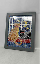 Load image into Gallery viewer, Two Cats Sitting By Window Overlooking The Moon And Stars Handmade Mosaic Frame
