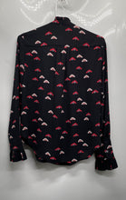 Load image into Gallery viewer, Ann Taylor Womens Black Floral Ruffle Long Sleeve Pullover Blouse Top Size XS
