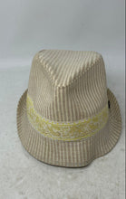 Load image into Gallery viewer, Goorin Royal Mens Light Beige Striped Round Brim Fedora Hat Size Medium
