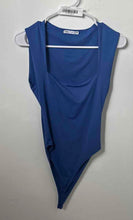 Load image into Gallery viewer, Zara Womens Blue Sleeveless Square Neck Bodysuit Blouse Top Size Small
