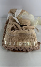Load image into Gallery viewer, Beige Crochet Hooded Decorative Bow Moses Baby Carrying Basket
