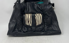 Load image into Gallery viewer, Jessica Simpson Womens Black Leather Inner Pocket Double Strap Satchel Handbag
