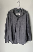 Load image into Gallery viewer, Perry Ellis Mens Gray Pinstripe Long Sleeve Non Iron Button-Up Shirt Size Large
