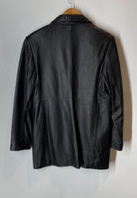 Load image into Gallery viewer, Alfani Womens Black Leather Long Sleeve Notch Collar Jacket Size Medium
