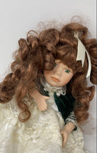 Load image into Gallery viewer, Collector Choice Girl In Green Brown Hair Dress Music Box Porcelain Doll

