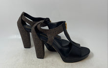 Load image into Gallery viewer, Michael Kors Womens Berkley Black Brown Signature Print T-Strap Sandals Size 11M
