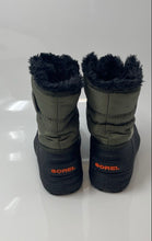 Load image into Gallery viewer, Sorel Kids Commander Black Green Waterproof Mid-Calf Snow Boots Size 10
