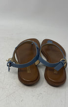 Load image into Gallery viewer, Michael Kors Womens Blue Brown Leather Flats Thong Sandals Size 6.5M
