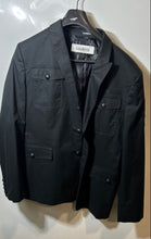Load image into Gallery viewer, Express Mens Black Extra Slim Fit Peak Lapel Long Sleeve Military Jacket Sz 46R
