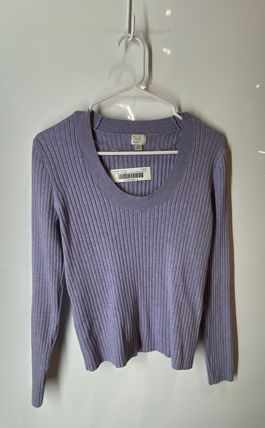 A. New Day Womens Purple Long Sleeve Knitted Pullover Sweater Size XL