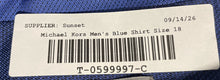 Load image into Gallery viewer, Michael Kors Mens Blue Airsoft Stretch Regular Fit Dress Shirt Size 18
