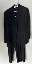 Load image into Gallery viewer, Mario Rinaldi Mens Black White Striped Blazer &amp; Pants 2 Piece Suit Set Size 42L
