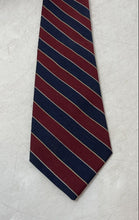 Load image into Gallery viewer, Paris Mens Burgundy Blue Printed Keeper Loop Adjustable Pointed Tie
