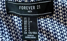Load image into Gallery viewer, Forever 21 Mens Blue White Geometric Short Sleeve Collared Button-Up Shirt Sz S
