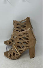 Load image into Gallery viewer, Sam Edelman Womens Yeager Beige Caged Block Heel Back Zip Strappy Sandals Size 9
