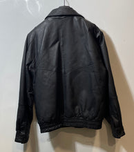 Load image into Gallery viewer, Towncraft Mens Black Leather Long Sleeve Full Zip Pockets Bomber Jacket Size M
