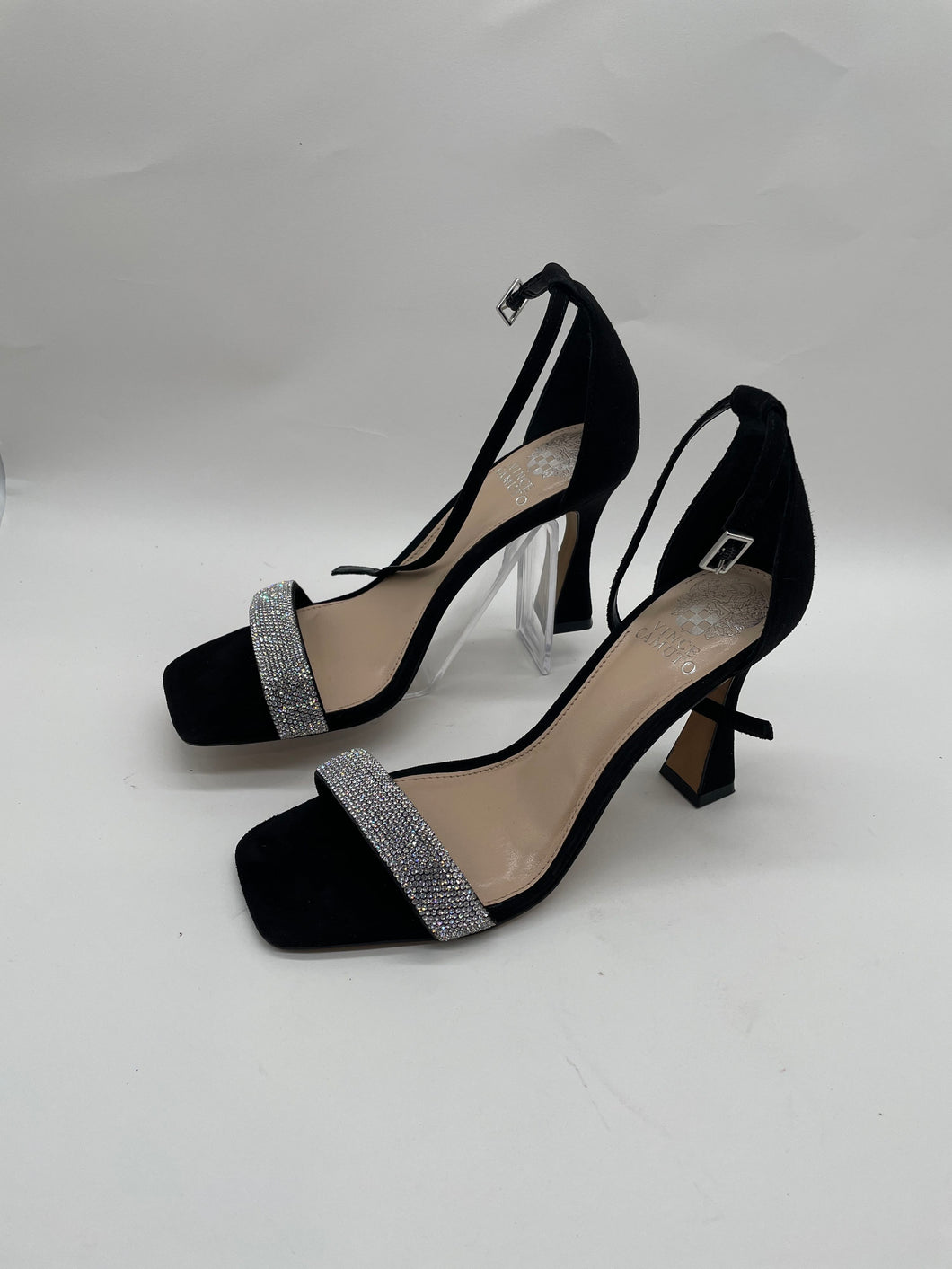 Vince Camuto Womens Black Silver Sandals Size 7 1/2