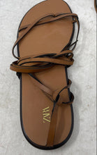 Load image into Gallery viewer, Zara Womens Brown Leather Open Toe Ankle Tie Gladiator Sandals Size 42
