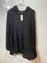 Load image into Gallery viewer, Lane Bryant Womens Black Long Sleeve Ruffle Hooded Blouse Top Size 14/16 W/ Tag
