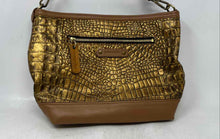 Load image into Gallery viewer, Franklin Womens Gold Brown Croc Embossed Faux Leather Tassel Crossbody Purse
