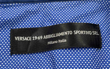 Load image into Gallery viewer, Versace 19-69 Mens Blue Polka Dot Stretch Long Sleeve Dress Shirt Size S/14-15.5
