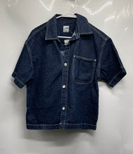 Load image into Gallery viewer, Zara Womens Blue Denim Short Sleeve Collared Chest Pocket Button-Up Shirt Size M
