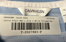 Load image into Gallery viewer, Calvin Klein Mens Blue White Striped Short Sleeve Regular Fit Polo Shirt Size XL
