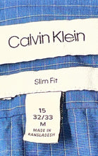 Load image into Gallery viewer, Calvin Klein Mens Blue Striped Cotton Long Sleeve Slim Fit Dress Shirt Size 15

