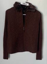 Load image into Gallery viewer, Carol Rose Womens Brown Long Sleeve Full-Zip Knitted Cardigan Sweater Size M
