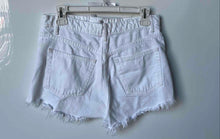 Load image into Gallery viewer, Zara Womens White Button Front Belt Loops Distressed Cut-Off Shorts Size 6
