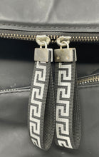Load image into Gallery viewer, Versace Parfums Unisex Black Adjustable Shoulder Strap Travel Backpack Worn
