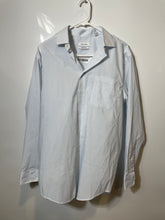 Load image into Gallery viewer, Calvin Klein Mens White &amp; Blue Long Sleeve Regular Fit Dress Shirt Size Medium
