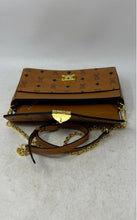 Load image into Gallery viewer, Louie Meini Womens Brown Monogram Faux Leather Chain Strap Flap Crossbody Bag
