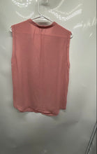 Load image into Gallery viewer, Ann Taylor Womens Pink Sleeveless Split Neck Pleated Blouse Top Size Large

