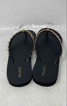 Load image into Gallery viewer, Aldo Womens Minarie Golden Black Open Toe Slip-On Flip-Flop Sandals Size 9/10
