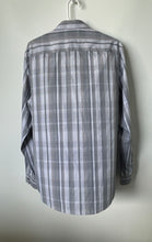Load image into Gallery viewer, Calvin Klein Mens Gray Plaid Cotton Long Sleeve Non-Iron Button-Up Shirt Size L
