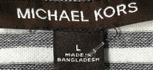 Load image into Gallery viewer, Michael Kors Mens Gray White Striped Short Sleeve Collared Golf Polo Shirt Sz L
