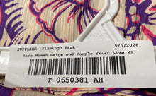 Load image into Gallery viewer, Zara Womens Beige And Purple Floral Ruffle Asymmetric Midi A-Line Skirt Size XS
