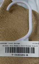 Load image into Gallery viewer, Michael Kors Womens Gold Ribbed Glitter Crew Neck Pullover Tank Top Size M
